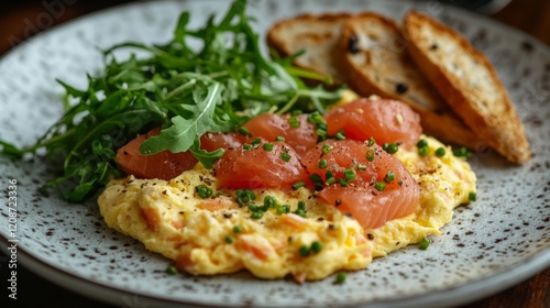 Delicious salmon Benedict eggs photo