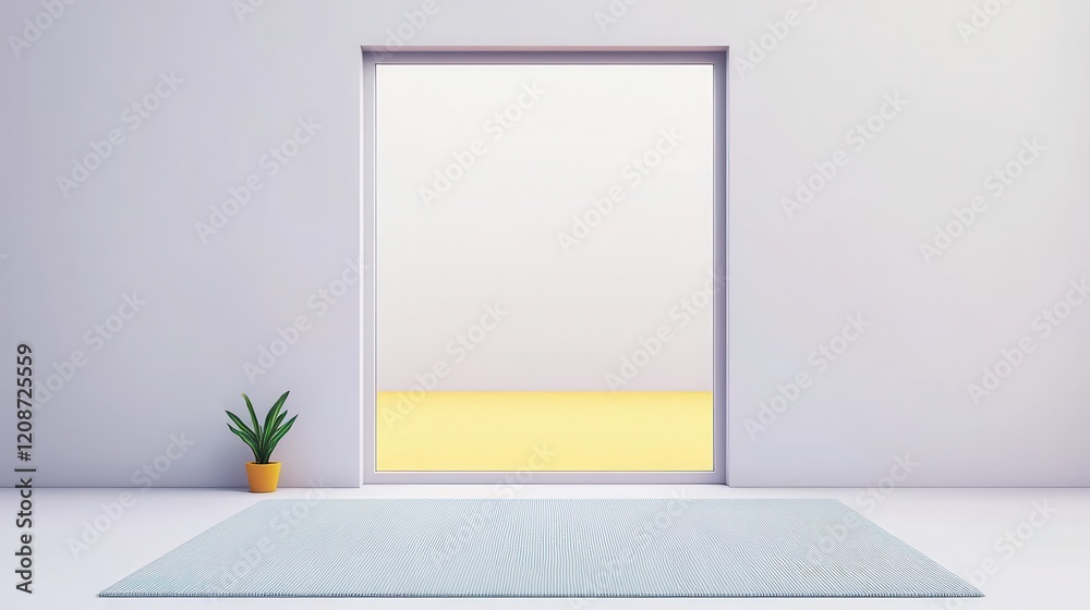 Fototapeta premium Minimalist Room with Large Window and Plant
