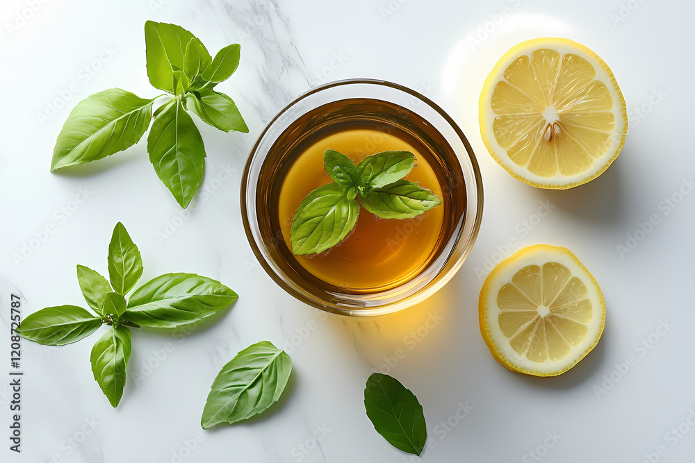 A freshly brewed pot of tea with loose tea leaves and a lemon slice, symbolizing warmth and simplicity A freshly brewed pot of tea with loose tea leaves and a lemon slice, symbolizing warmth and simplicity