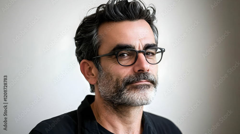 Serious middle-aged man portrait, studio shot, neutral background, for business profile Serious middle-aged man portrait, studio shot, neutral background, for business profile