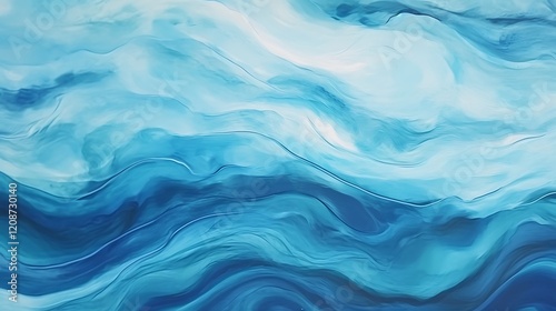 Abstract art background navy blue colors,Watercolor painting on canvas with turquoise pattern of sea waves,Fragment of artwork on paper with wavy line and gradient