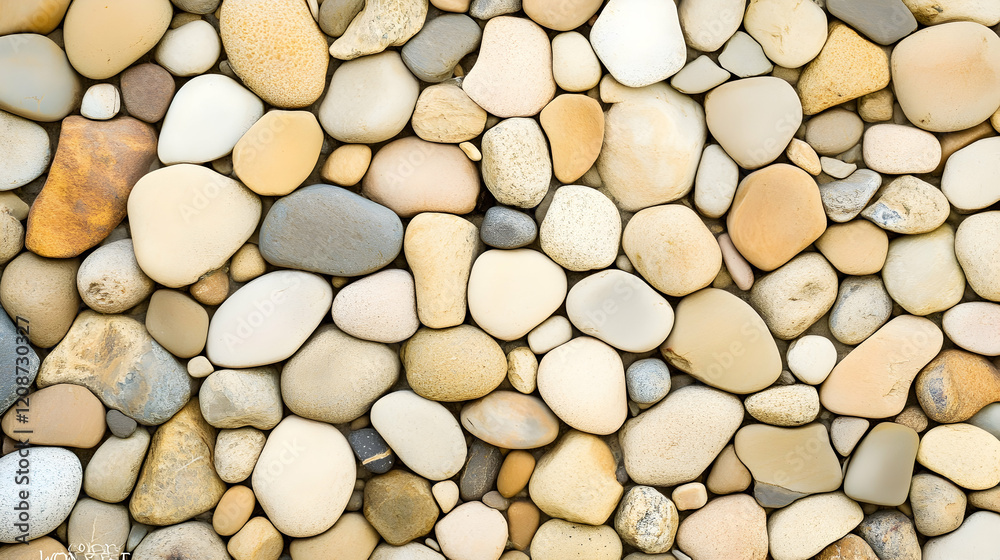 Smooth beach stones wall texture background, natural pebble mosaic Smooth beach stones wall texture background, natural pebble mosaic
