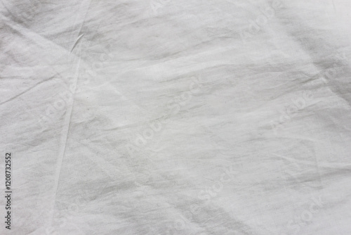 Close up white wrinkled fabric texture rippled surface, Soft focus.