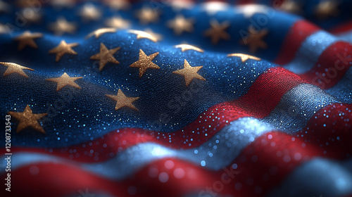 Waving American flag with vibrant stars and stripes design