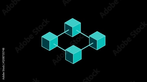 Blockchain connecting to each other with line technology scheme, Crypto currency mining network, Digital connection.