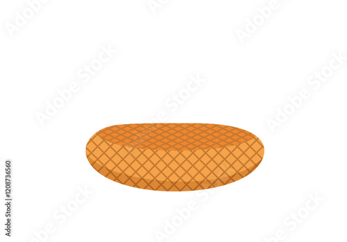 Pouf, foot rest or footrest, yellow oval pillow, round ottoman. Stool, furniture item in soft upholstery, fabric or leather, side view. Isolated vector illustration home furnishing for interior design