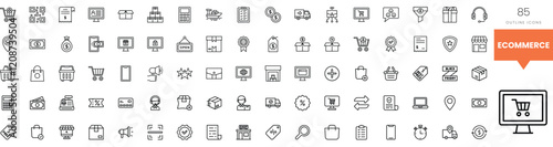 A collection of outline icons representing various ecommerce concepts and services.