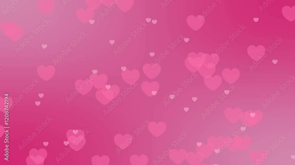 Romantic pink heart Valentine's day background floating upwards and fading away. Marriage love, Flying hearts on pink background. Seamless looping animation. Romantic pink heart Valentine's day background floating upwards and fading away. Marriage love, Flying hearts on pink background. Seamless looping animation.