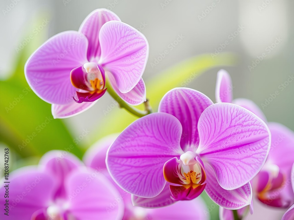 Close up shot of a vibrant orchid flower showcasing intricate details and colors, orchid, flora Close up shot of a vibrant orchid flower showcasing intricate details and colors, orchid, flora