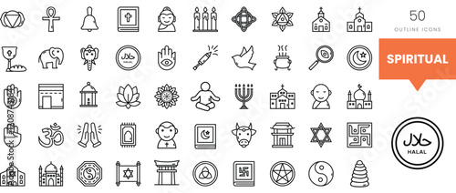 A collection of spiritual icons representing diverse beliefs and practices.