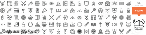 A collection of Viking-themed icons showcasing weaponry, tools, and symbols.