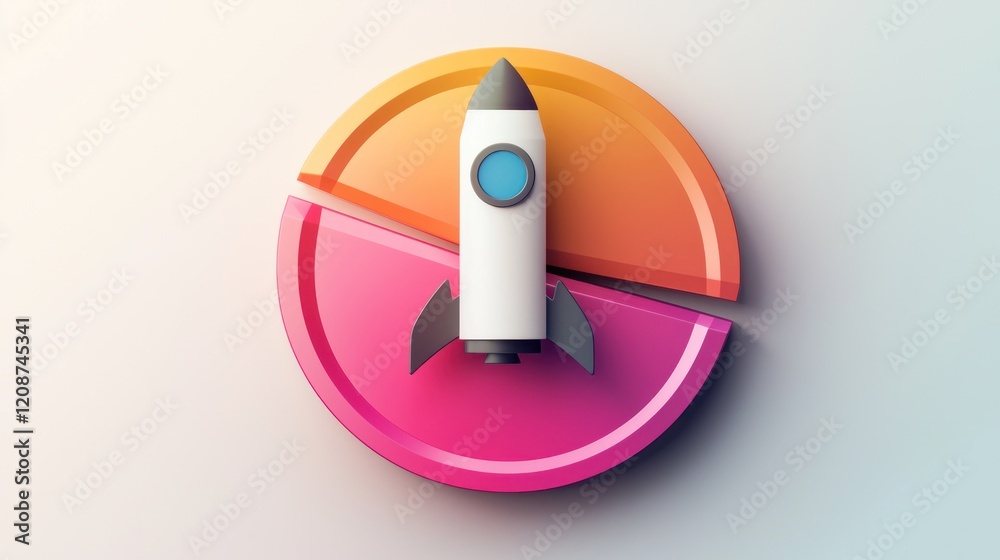 A rocket icon integrated into a pie chart, symbolizing market dominance, A rocket icon integrated into a pie chart, symbolizing market dominance,