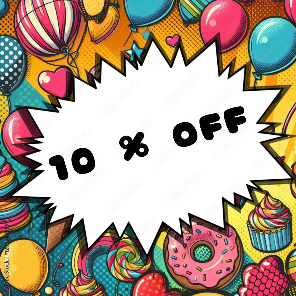 Fototapeta premium pop art promotion or discount