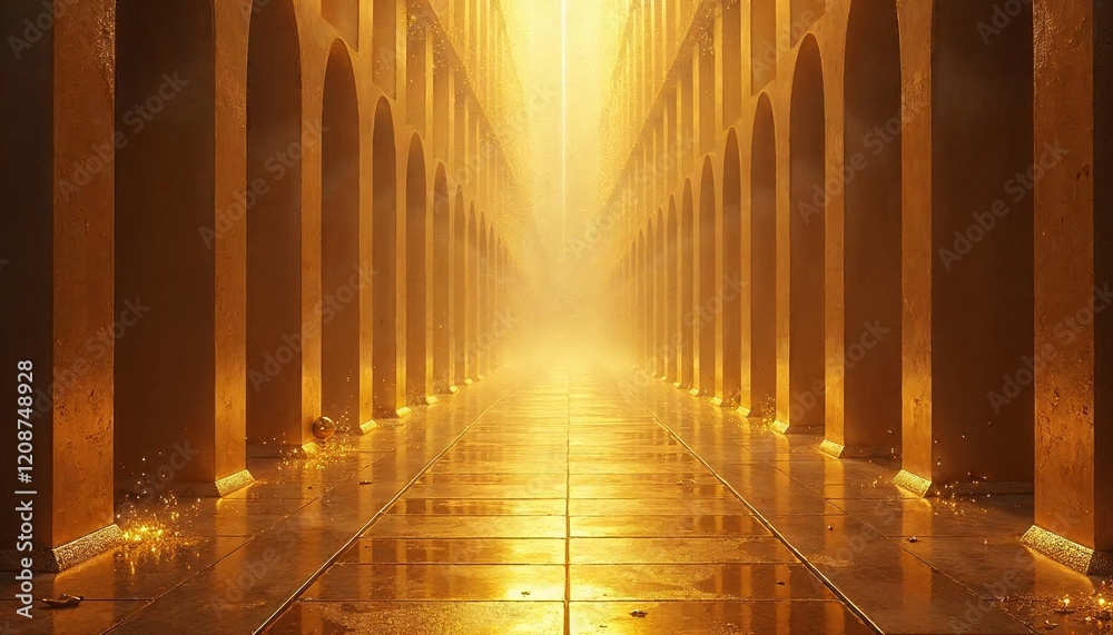 Golden Archway Pathway Digital Art Stunning Light Golden Archway Pathway Digital Art Stunning Light