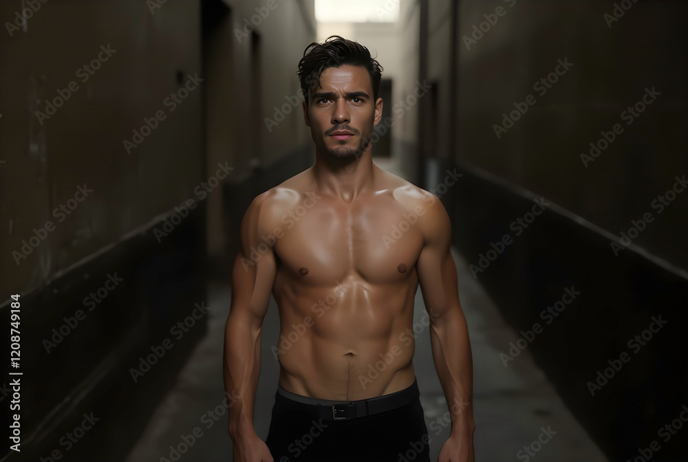 Fototapeta premium A dramatic and tense depiction of fear in an urban setting