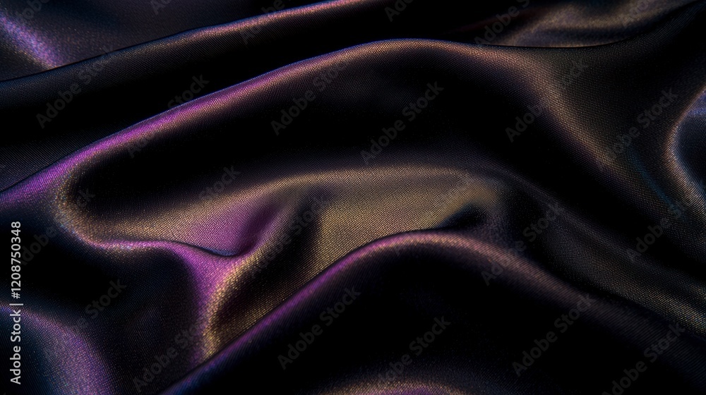 Fototapeta premium Iridescent Fabric Texture Dark Shiny Wrinkled Abstract Elegant Luxury Cloth Backgrou