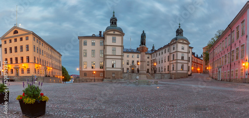 Canvas Print Riddarhustorget square in Stockholm, Sweden, at dusk, with the historic Riddarhu