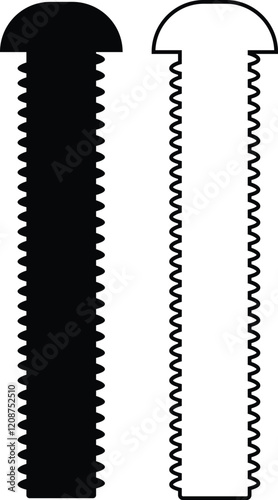 Nuts , screws, rivets, and bolts con set. Equipment stainless, fasteners, metal fixation gear black line and flat vector collection isolated on transparent background. Building tools construction sign