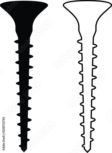 Nuts , screws, rivets, and bolts con set. Equipment stainless, fasteners, metal fixation gear black line and flat vector collection isolated on transparent background. Building tools construction sign