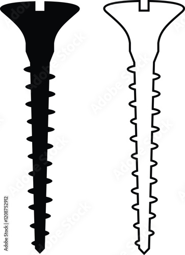 Nuts , screws, rivets, and bolts con set. Equipment stainless, fasteners, metal fixation gear black line and flat vector collection isolated on transparent background. Building tools construction sign