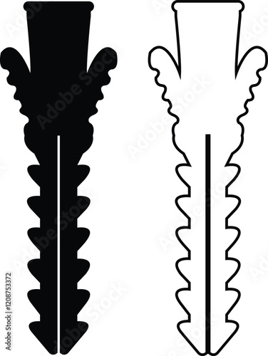 Nuts , screws, rivets, and bolts con set. Equipment stainless, fasteners, metal fixation gear black line and flat vector collection isolated on transparent background. Building tools construction sign
