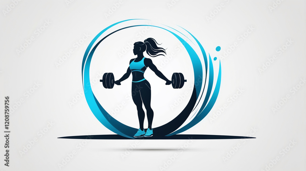 AI generative. Fitness logo of modern minimal style on white background. 2