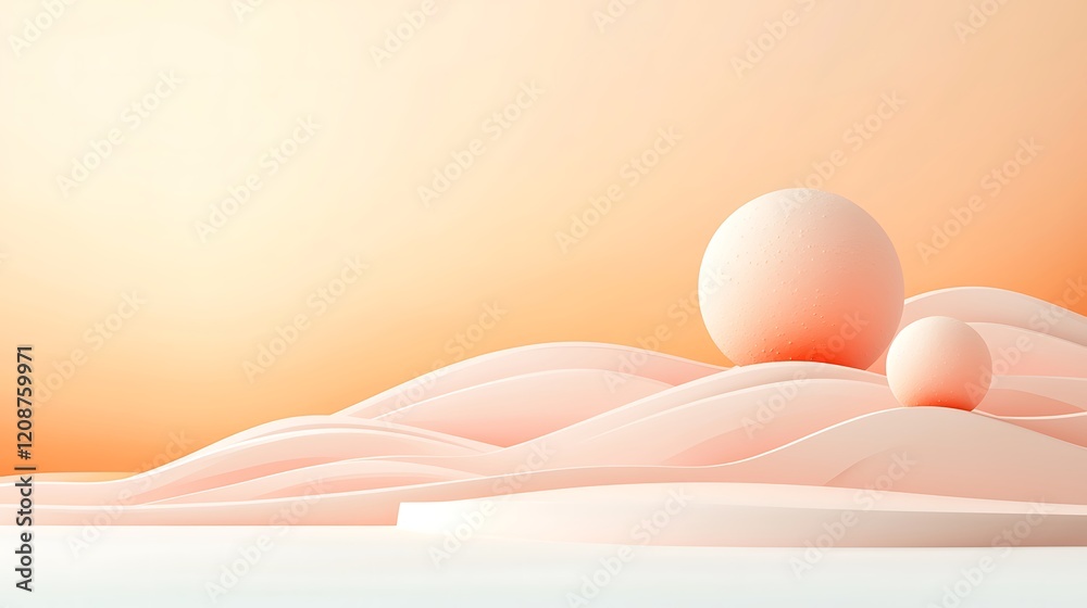 Fototapeta premium Abstract background in pastel color landscape soft hills minimalist design serene view