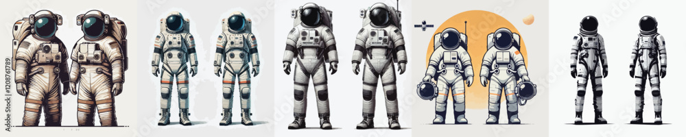 Fototapeta premium Vector astronaut character wearing full costume