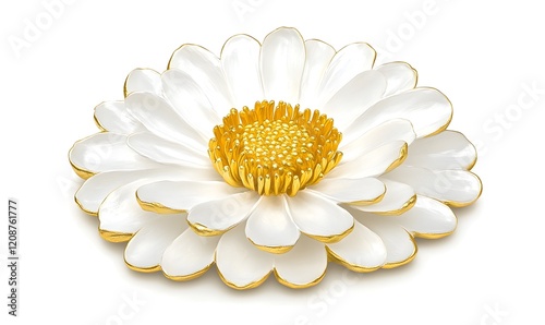 White gold daisy brooch, studio shot, isolated, jewelry design © Azril