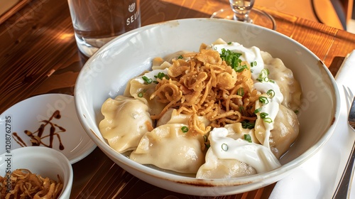 A comforting bowl of Polish peerage with a variety of fillings and toppings