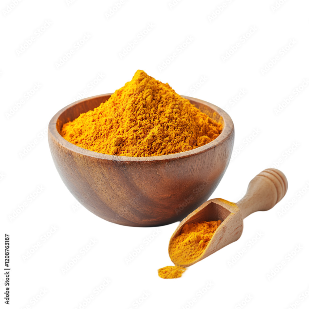 Turmeric powder in bowl wooden and spoon on white background
Turmeric powder in bowl wooden and spoon on white background