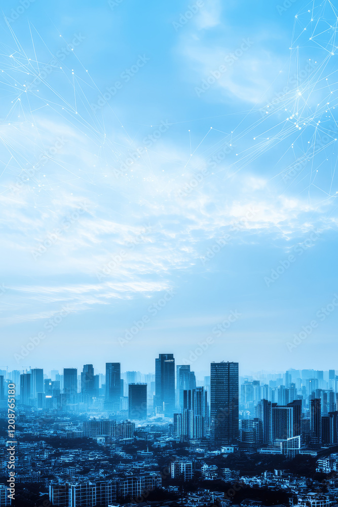 Smart city and digital concept. Cityscape, telecommunication and communication network connection technology. Big data Smart city and digital concept. Cityscape, telecommunication and communication network connection technology. Big data