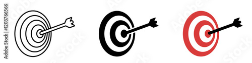 Target icon set, archery target symbols. Design for app, web, poster.