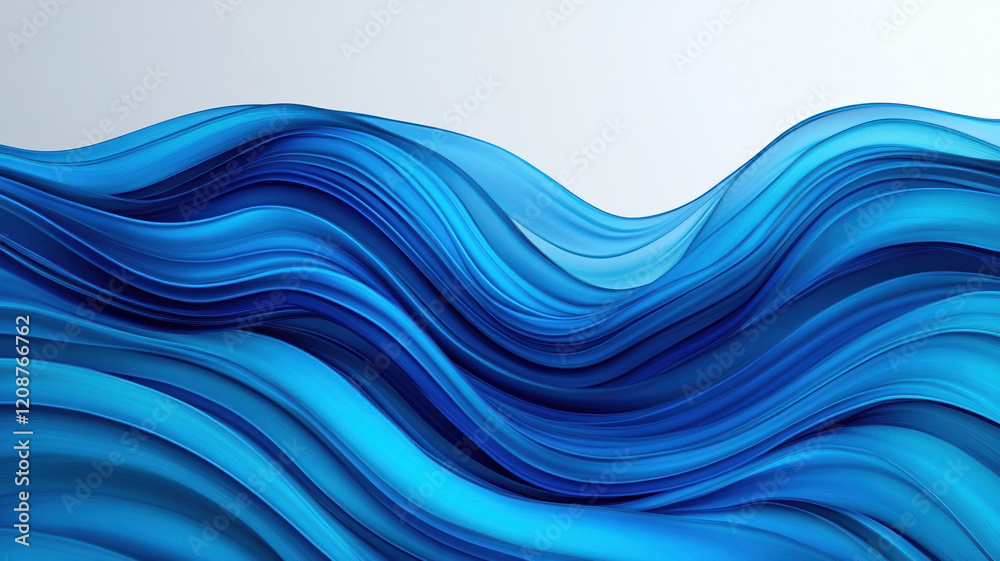 Fototapeta premium Blue abstract flowing water shapes create sleek design