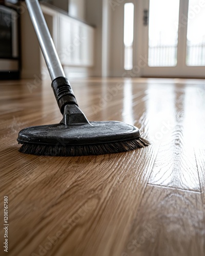Wallpaper Mural Efficient cleaning action modern home image indoor environment close-up view hardwood floor maintenance concept Torontodigital.ca