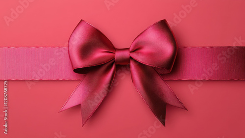 Red ribbon bow on matching background, detailed and elegant