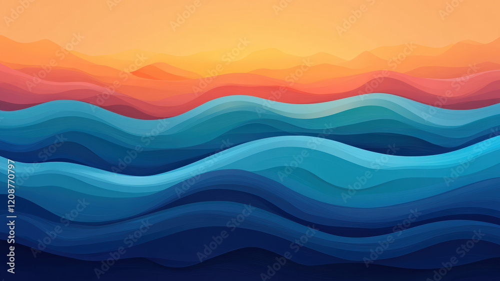 Fototapeta premium Colorful abstract landscape with flowing river and vibrant gradients