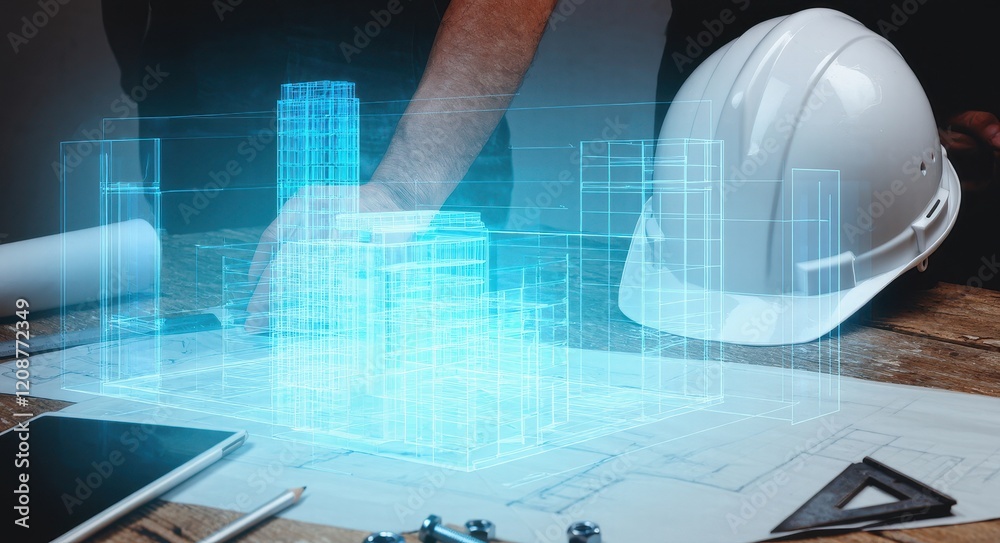 Naklejka premium Blending Tradition and Innovation Technology in Construction.