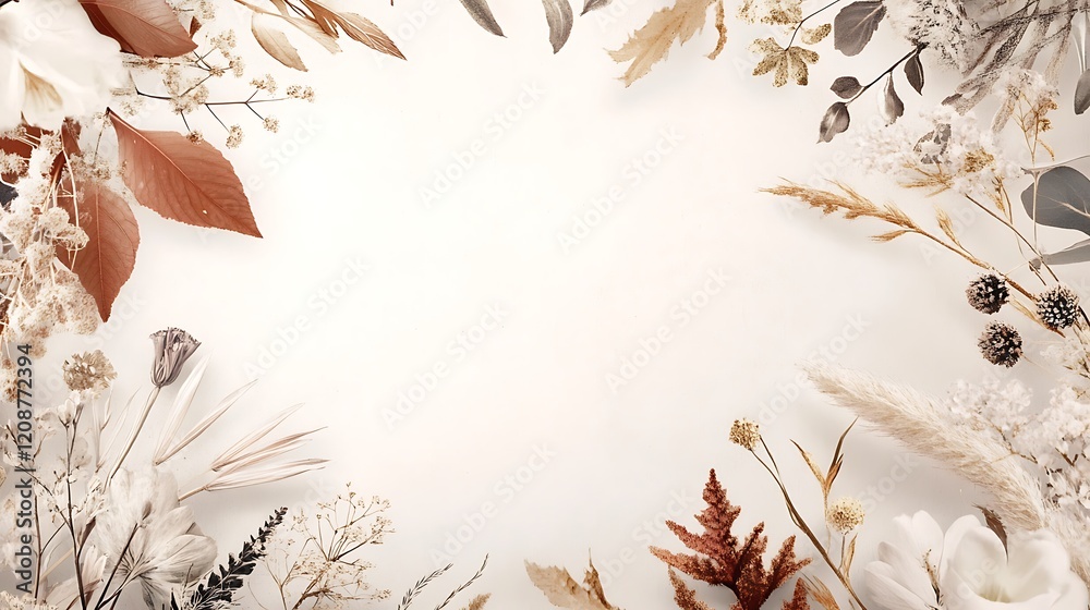 Dried Floral Arrangement Border Design Dried Floral Arrangement Border Design