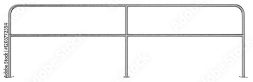3D Render of an Industrial Galvanized Steel Railing on Transparent Background