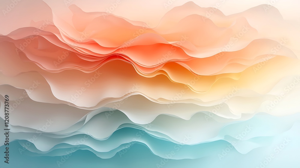 Aesthetic serenity soft waves of pastel colors in fluid digital art background Aesthetic serenity soft waves of pastel colors in fluid digital art background