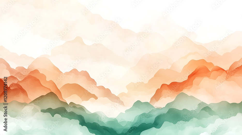 Abstract background in pastel color mountain landscape digital art soft hues serene viewpoint Abstract background in pastel color mountain landscape digital art soft hues serene viewpoint