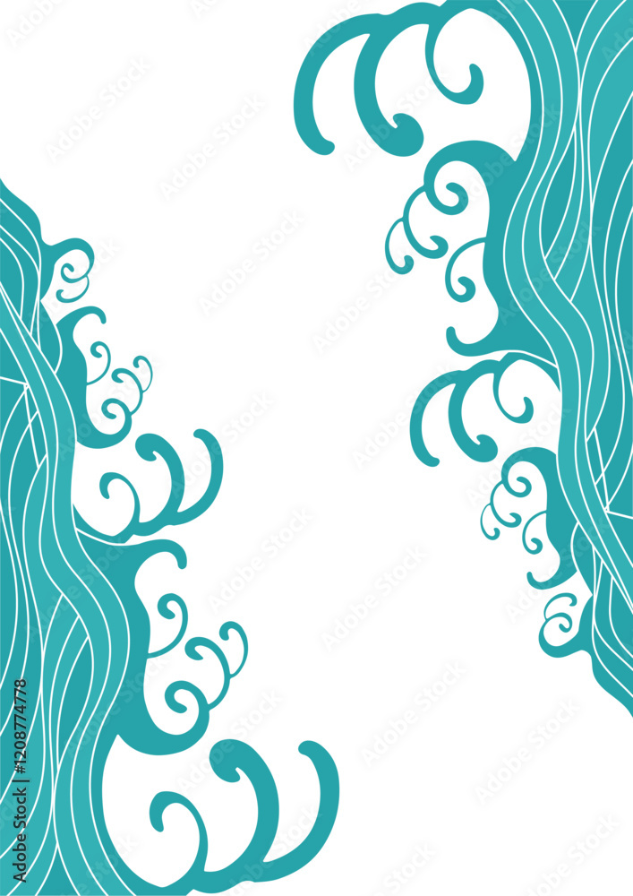 海 波のある和風背景イラスト
海 波のある和風背景イラスト