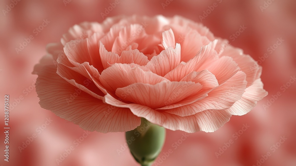 Delicate Pink Carnation Flower Captivating the Viewer with Its Soft Petals and Sheen, Against a Gentle Blurred Background That Enhances Its Natural Beauty
