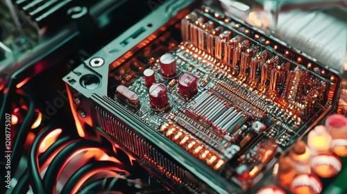 High Tech Circuit Board Closeup  Advanced Technology  Electronics  Hardware  Computer Comp photo