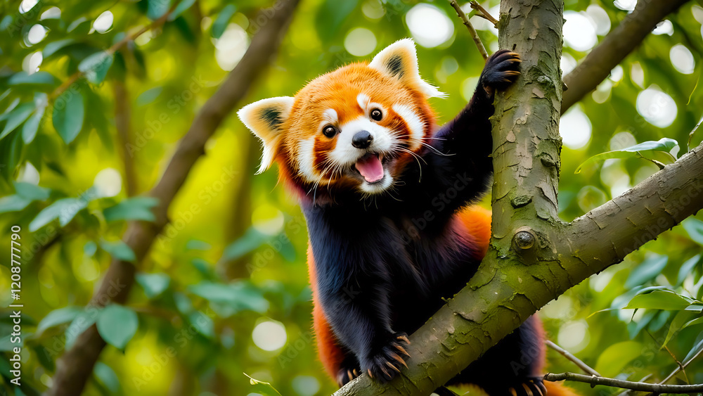 Fototapeta premium Adorable red panda cute roar
