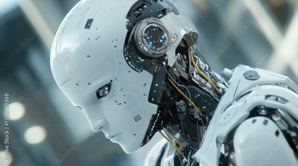 Fototapeta premium Artificial intelligence and neural network innovation, futuristic tech and robotic learning systems