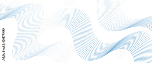 Vector abstract background with blue wave of flowing lines digital futuristic waves and lines on a white background
