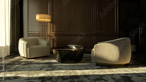 Elegant Living Room Interior Design with Modern Armchairs