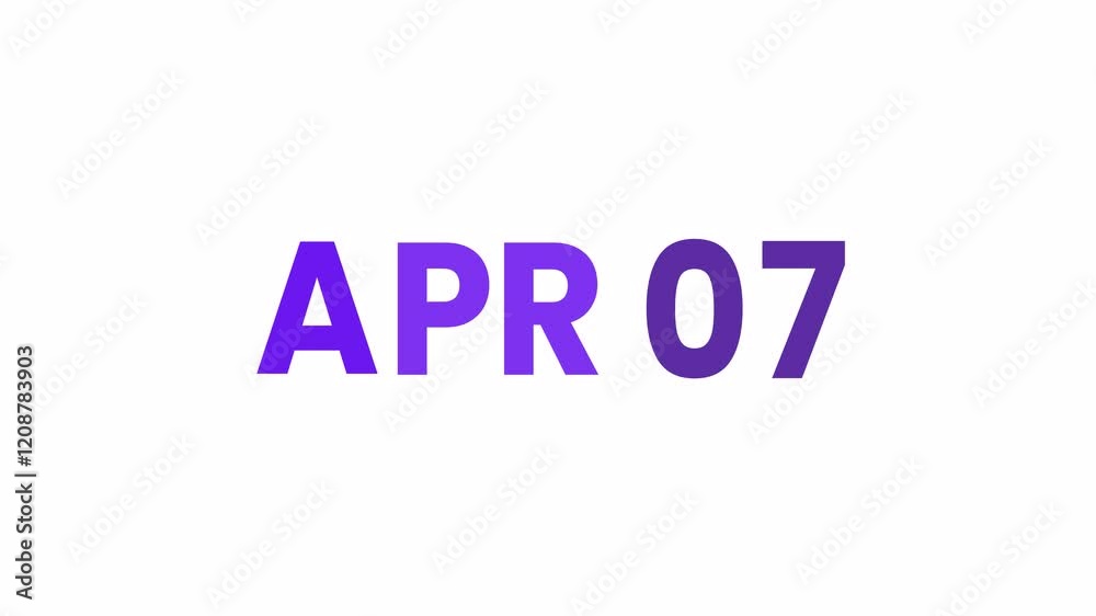 7th April calendar icon animation. Alpha matte with transparent background 4K resolution. 7th April calendar icon animation. Alpha matte with transparent background 4K resolution.